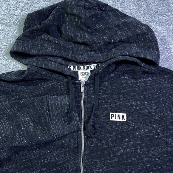 PINK Victoria's Secret Tops - PINK Victoria's Secret Full Zip Hoodie Marled Charcoal Gray Heathered Medium